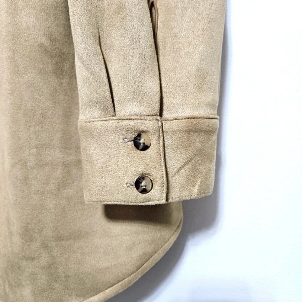 J. Jill‎ Womens NWOT Wearever Luxe Faux Suede Shirt Jacket Shacket Boho Brown XL